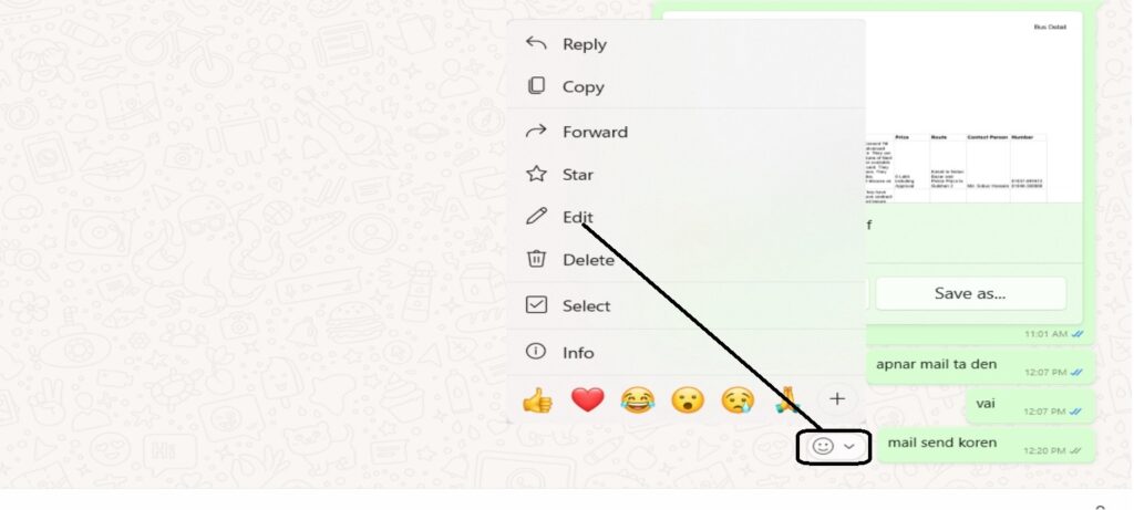 WhatsApp edit message
